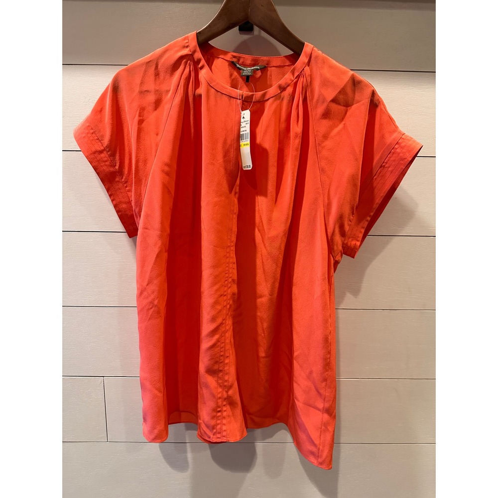Tommy Bahama June Silk Shell Bright Coral Short Sleeve Blouse TW312764 Medium